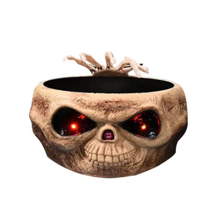 Creative Halloween Accessories Gifts Electronic Sensor Trick Retractable Ghost Bone Hand Resins Sugar Plate Container Candy Bowl