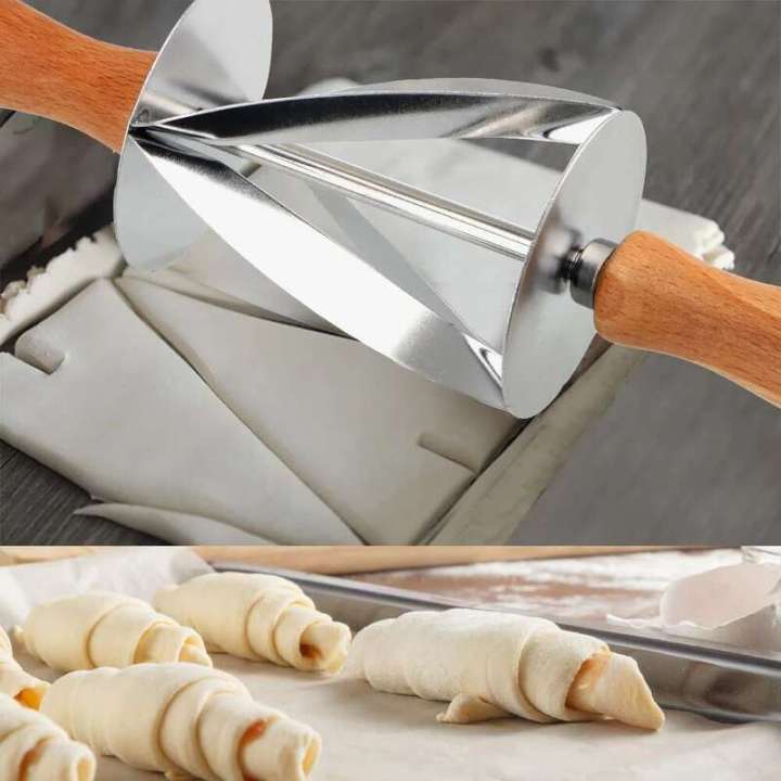 NEW Stainless Steel Wooden Handle for Making Croissant Bread Dough ...