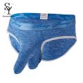 Longjiang Men Wide Waistband Briefs 3D Elephant Nose Solid Color Mid Waist Panties Underpants. 