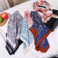 Elegant Flower Stripe Wave Point Female Hair Tie Band Head Scarf Square Scarf Women Silk Scarf. 