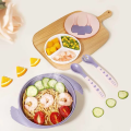 Dr.Gym Infant Food grades Baby Suction Plate Grid Plate Dinnerware Fork Silicone Kids Tableware Set Baby Dishes Training Plate Baby Feeding Bowl. 