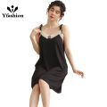 Yfashion Women's V Neck Nightgown Summer Sleeveless Lace Trim Sleep Dresses Casual Loose Fit Mid Length Sleepwear. 