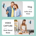 360° Rotating Selfie Stick with Built-in Light, Tripod Mount, and Wireless Operation - Black Plastic Selfie Stick for Group Photos, Travel, and Events, Selfie Stick for Phone, Event Photography, Sleek Design, Durable Construction. 
