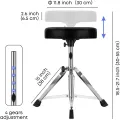 Drummer Throne - Padded Drum Stool for Adults & Kids with Adjustable Height - Round Top Drummer Chair Seat with Foldable Tripod & Anti-Slip Rubber Feet for Beginner & Professional Musician Bird DT10 A Saddle Drum Throne Black Drum set chair drum stool. 