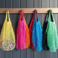 【ALLGOOD】 Cotton Fishnet Portable Reusable Storage Handbag Tote Net Turtle Bags Mesh Bag Woven Net Tote. 