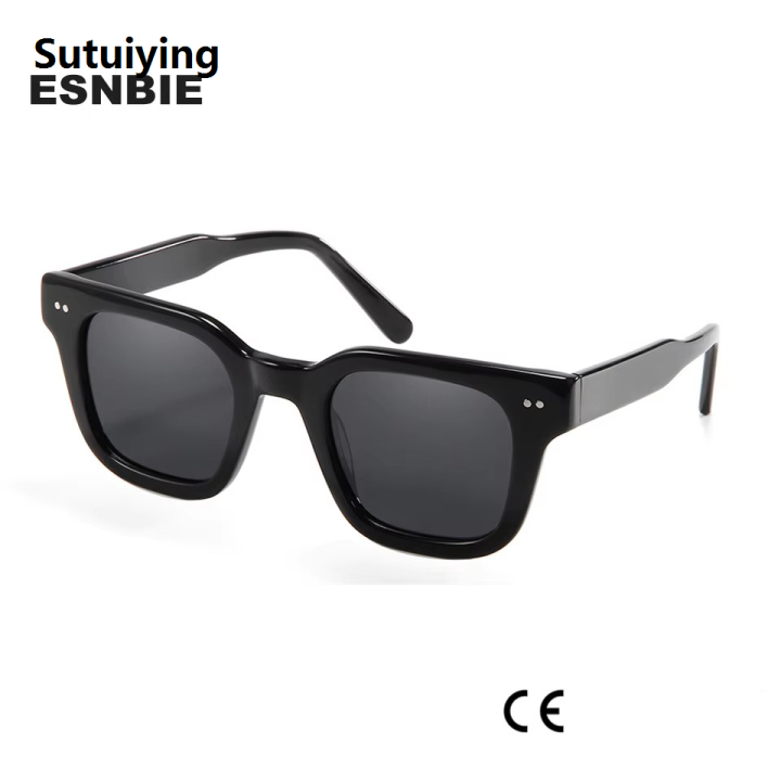 Sutuiying%20RAY%20BAN%20Chim%20004%20Designer%20Black%20Acetate%20Large%20Sunglasses%20For%20Men%20Women'S%20Polarized%20Square%20Frame%20Eyewear%20Flat%20UV400%20Protection%20Shades%20-%20Image%203