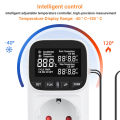 Yieryi Digital Temperature Controller Socket Outlet EU Plug Thermostat With Timer Sensor Probe Heating Cooling Switch for Aquaculture, Greenhouse, Incubator, Fish Tank (Black Backlight). 