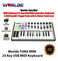 TUNAMINI 25 Keys USB MIDI Keyboard Controller 8 RGB Backlit DJ Pianos Trigger Colorful Pads. 