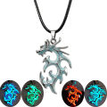 New Year Vintage Punk Dragon Pendant Necklace Glowing In The Dark Moonstone Luminous Dragon Necklace Charm Gift Glowing Necklace Men Boy. 