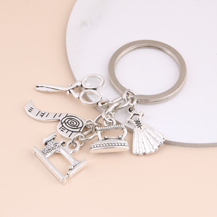 Jewelry%20ladies%20dress%20tape%20measure%20iron%20key%20ring%20key%20chain%20sewing%20machine%20new%20tailor%20scissors%20key%20chain%20gift%20DIY%20handmade%20-%20Image%203