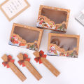 3pcs/set Kraft Paper Candy Boxes Merry Christmas Cookie Gift Box Clear Window Packaging Bag Party Favor New Year Decoration. 