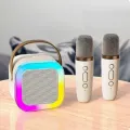 K12 Bluetooth Karaoke Machine Portable 5.3 PA Speaker System with Dual Wireless Microphones for Home Family Parties, Singing, and Fun. Rechargeable Speaker with LED Lights, High Bass, USB/SD Card Support, Perfect for Kids, Adults, and Special Occasions. 