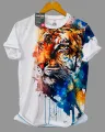 Sublimation Tiger  Printed Men's T-Shirt  Colorful 190gsm High Quality Polyester Material  Casual Wear Regular Fit.. 