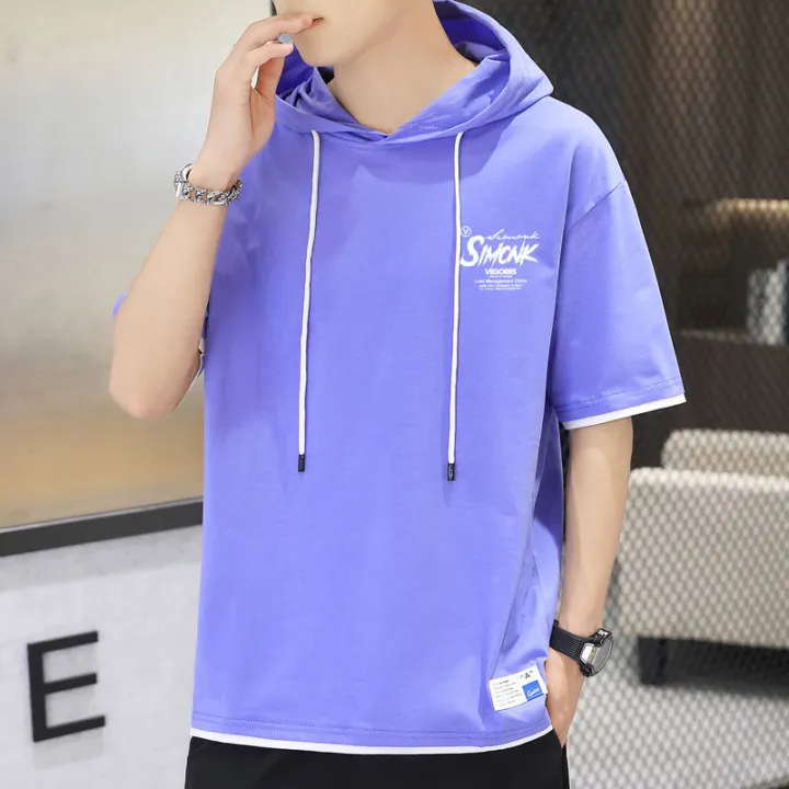 Summer%20All-Matching%20Hooded%20Short%20SleeveTT-shirt%20Men's%20Trendy%20Hooded%20Sports%20Loose%20Tops%20Hoodie%20Korean%20Style%20Hong%20Kong%20Style%20Sweater%20Fashion%20-%20Image%207
