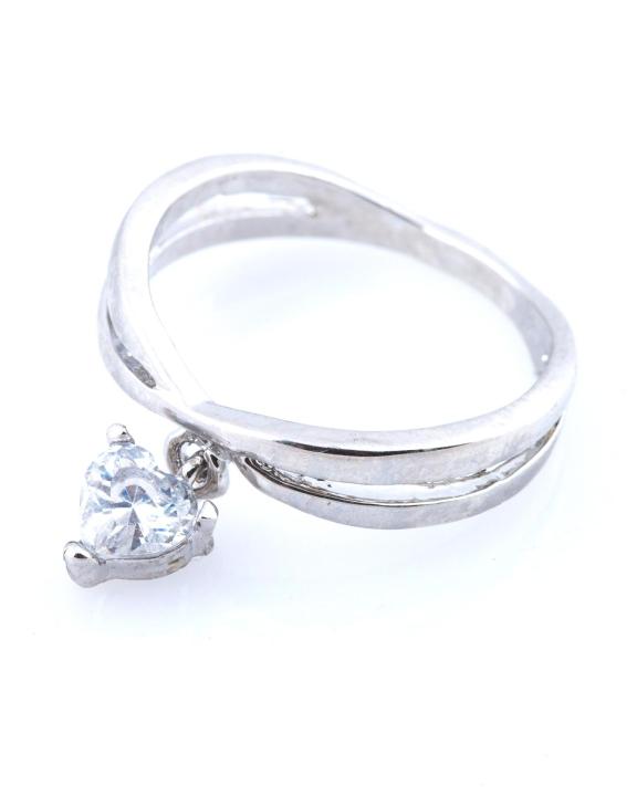 Women's Silver Heart Charm Ring