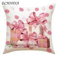 Christmas Pillowcase Vibrant Color Soft Linen Christmas Pillow Cover Fade-resistant Square Cushion for Sofa Hidden Zipper Closure Southeast Asian Buyers' Choice Durable Linen Pillowcase. 