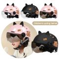 Cute Capybara Sticker Electric Bicycle Helmet Sunscreen Breathable Cycling Helmet with 3D Cat Ears Safety Motorcycle Half Helmet for Kids. 