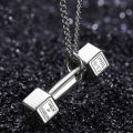 Gym Dumbbell Pendant Necklace Men And Women Sports Barbell Pendant Fashion Chain Necklace Man Accessories Holiday Gift. 