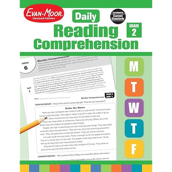 Evan-Moor Daily Reading Comprehension, Grade 2 - Homeschooling & Classroom Resource Workbook, Reproducible Worksheets, Teaching Edition, Fiction and Nonfiction, Lesson Plans, Test Prep