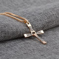 Fast and Furious Cross Necklace Rhinestones pendant Men's Chain Dominic Toretto Stainless Steel Choker Jewelry Accesories Gift. 