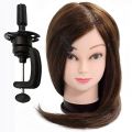 Synthetic Black  Long Hair Dummy Mannequin Doll Head For Training  practice washing cutting hair, drying hair ,editing makeup For Beginners With Stand holder. 