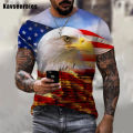 2022 American Eagle Print 3D T-shirt USA Flag Short Sleeve Hip Hop Funny Flying Eagle T Shirt Boy Girl Casual Streetwear Tops. 