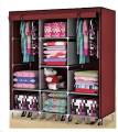 3 Door Storage Wardrobe Foldable And Movable Cloth/Fabric Wardrobe With Zip Up Collapsible Cupboard Model 88130. 
