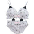Japanese Lolita Student Bra Set Cute Heart Cat Ears Sweet Underwear Set Women Kawaii Bra Panties Set Wirefree Soft Intimates. 