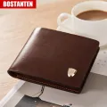 【BestGO】Men's Cow Leather Bifold Wallet with Deluxe Credit Card Flip Pocket (Black). 