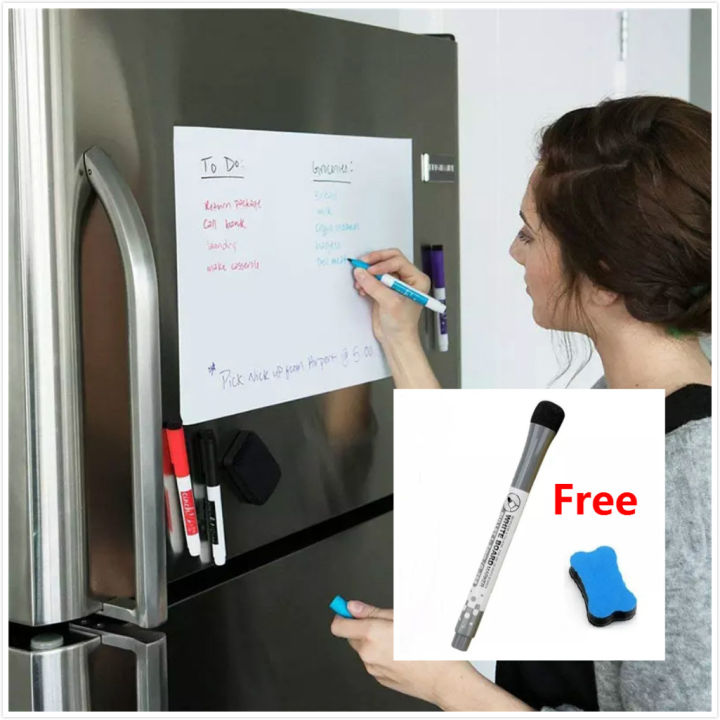 RHS Online A3/A4 Magnetic Whiteboard Fridge White Board Marker Magnets Writing Drawing Board Dry Eraser Notice Memo Pad Board