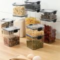 【Hot】 1Pcs Food Storage Box Plastic Clear Container Set With Pour Lids Kitchen Grids Dry Goods Storage Bottles Jars Dried Grains Tank. 
