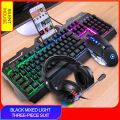 104 Keys Gaming Keyboard Mouse Headset Combos Mechanical Feel Game Keyboards 3200DPI Mice Headphone Set for PC Gamer. 