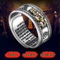 Chinese Cool Retro Style Ring Metal Ring Feng Shui Pixiu Mantra Ring Fengshui Amulet Wealth Lucky Jewelry Accessories For Men. 