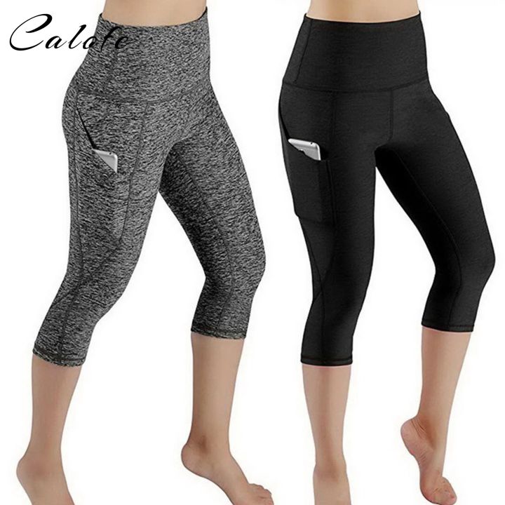 【HOT】 2022 Yoga Pants Women Calf-Length Pants Capri Pant Sport Leggings Women Fitness Yoga Gym High Waist Leggins Black Dropshipping