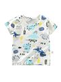 LJMOFA Summer Round Neck Short Sleeve T Shirt For Kids Boy Dinosaur T-shirts Thin Cartoon Children Tops Kids Outfits D122. 