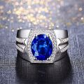 【ZIME】Men Ring Jewelry Oval Shape Sapphire Gemstone Fashion Finger Rings Accessory for Male Wedding Engagement Party. 