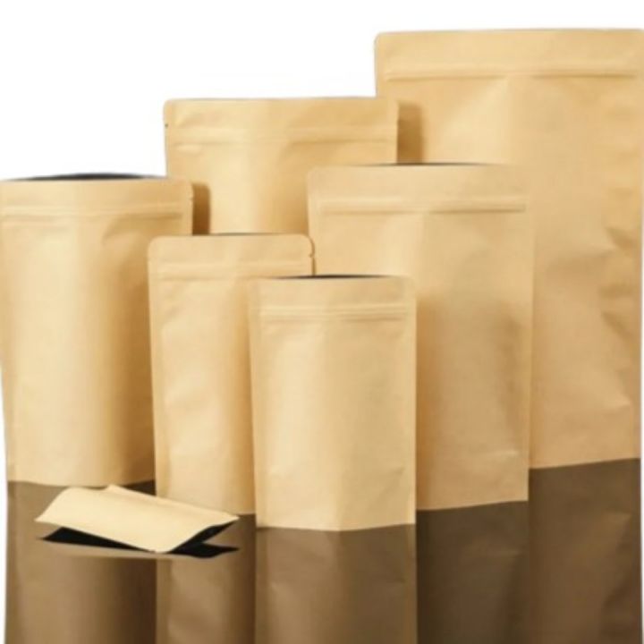 25pcs%2013x21CM%20(150g%20-250g)%20Brown%20Kraft%20Paper%20With%20Aluminum%20Foil%20Laminated%20Double%20Layer%20Standup%20Ziplock%20Without%20Window%20Pouch%20Bags%20For%20Tea,%20Coffee%20Dried%20Food,%20Candy,%20Species%20&%20Nuts%20Etc.%20-%20Image%202