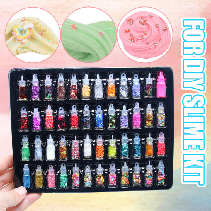 48Pcs Sequins/Glitter Filler Soft Slime Toys For Children Mud DIY Kit