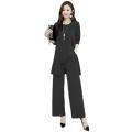 【HOT】 3Pcs/Set Fashion Lady Outfit O-Neck Dressing Up Comfortable Tank Tops Wide Leg Pants Mid-Length Coat Set. 