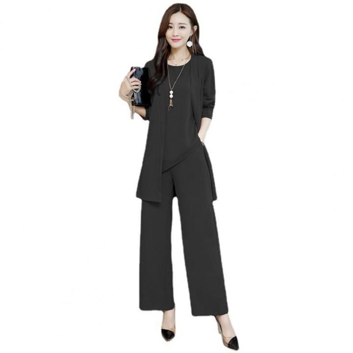 %E3%80%90HOT%E3%80%91%203Pcs/Set%20Fashion%20Lady%20Outfit%20O-Neck%20Dressing%20Up%20Comfortable%20Tank%20Tops%20Wide%20Leg%20Pants%20Mid-Length%20Coat%20Set%20-%20Image%204