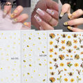 Monja 3D Nail Art Stickers Embossed Yellow Flowers Bee Nail Decals Relief Self-adhesive Nail Sliders Engrave DIY Nail Art Decoration. 
