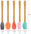 5 Pack Silicone Spatula, Mini Spatulas Scrapers with Bamboo Handle for Cooking Baking Nonstick Cookware Kitchen Utensils. 