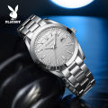 PLAYBOY Men's Watch Waterproof 2023 Latest Luminous Quartz Movement Stainless Steel Strap Calendar Casual Business Style 3301. 