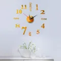 Creative 3D Mirror Wall Clock, Modern Wall Sticker Clock, Large Watch Silent Mirror Number Clock Home Office School Decorations. 