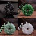 Fashion Green Jade Hand-Carved Dragon Hollow Jade Pendant Necklace Multicolor Chinese Amulet Women Mans Lucky Jewelry Gift. 