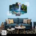 Five (5)Pieces Modern Hd Printed Home Decor Wall Art Picture Frame - Waterfall. 
