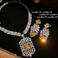 Canary Tourmaline Color Shield Gem Necklace Rich Woman's Happy Plated 18K Golden Pomegranate Flower Zircon Earrings. 