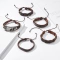 sevenq8 6pcs/set Multilayer Leather Leaf Owl Bracelet Men Women Wristband Bangle Cuff. 