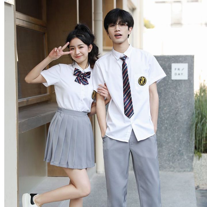 Zhao Liying Same Style School Uniform jk Uniform Women's Summer White Shirt Pleated Skirt Junior High School Style Graduation Class Uniform Suit