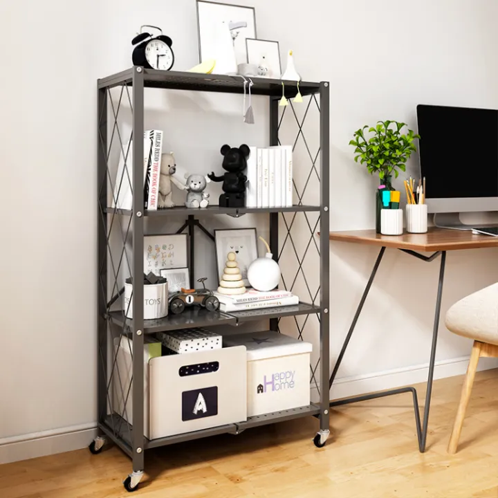 Foldable%204-Tier%20Kitchen%20Storage%20Rack%20with%20Wheels%20%E2%80%93%20Heavy-Duty%20Metal%20Utility%20Shelf%20for%20Microwave,%20Appliances%20&%20Pantry%20-%20Image%202